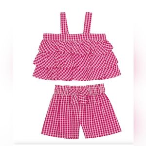 Rare Editions Baby Girl Pink Gingham Ruffle Shorts Set Cotton Infant NWT 12M